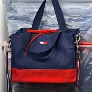 Authentic Tommy Hilfiger Mini Premium Canvas Tote Upgraded with Crossbody Strap